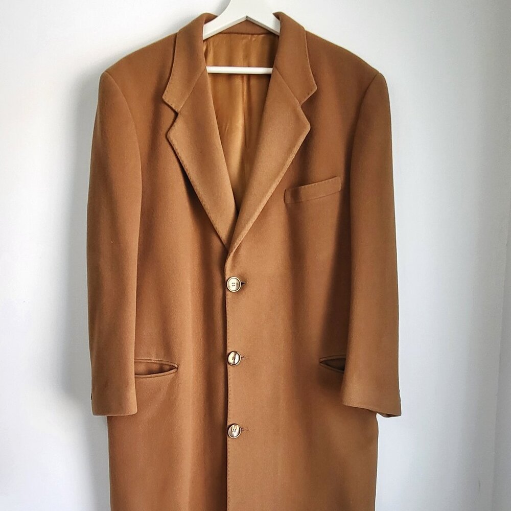 Wool Cashmere Vintage Coat | Italian Camel Overcoat - XL